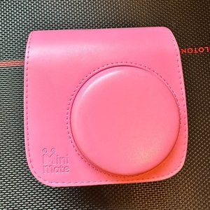 Instax Mini 9/8+/8 Camera Case PU Leather Pink with Strap